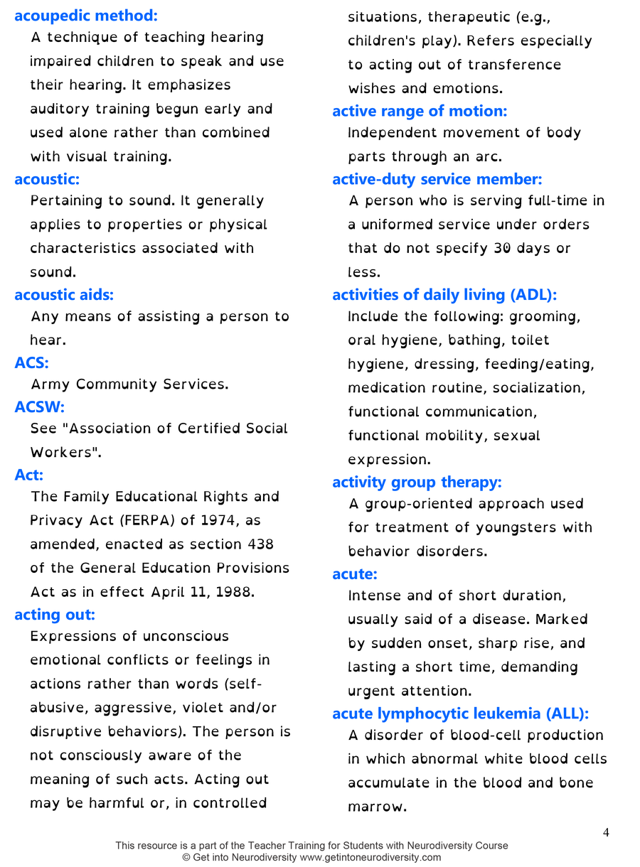 Dictionary for Learning Difficulties and Disabilities