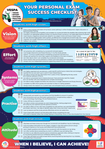 Exam Success Behaviour Poster